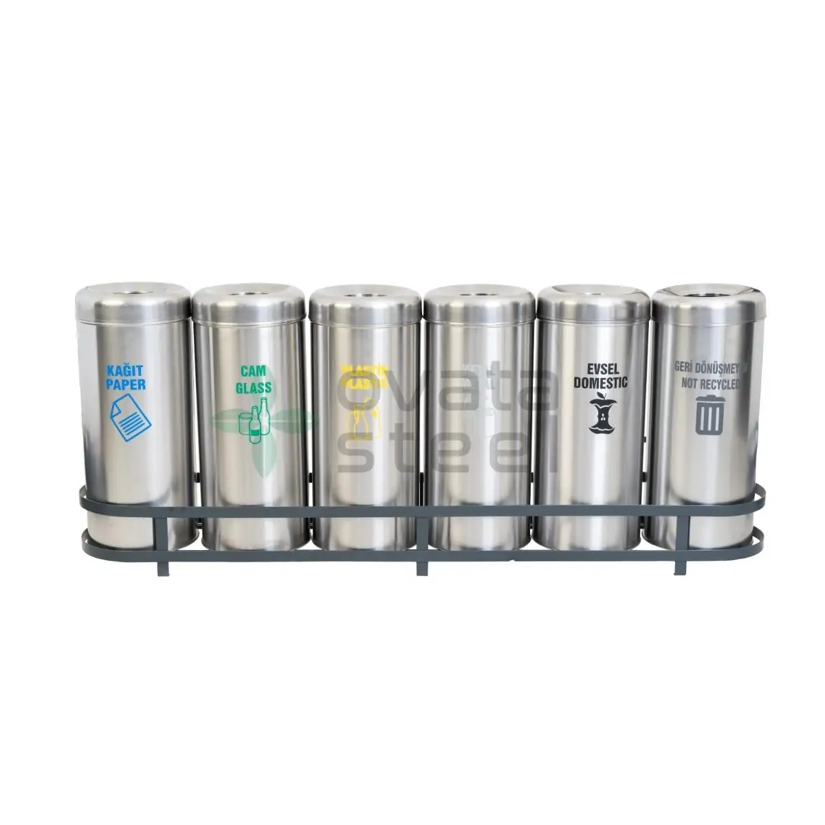 Ovata-504 6'lı Paslanmaz Sıfır Atık Kutusu (Hazneli)