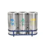 Ovata-507 3'lü Paslanmaz Sıfır Atık Kutusu (Hazneli)