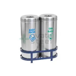 Ovata-508 2'li Paslanmaz Sıfır Atık Kutusu (Hazneli)