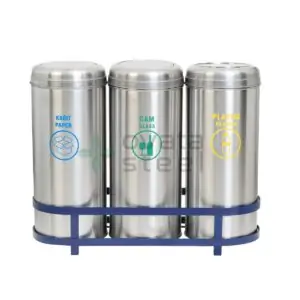 Ovata-501 3'lü Paslanmaz Sıfır Atık Kutusu (Hazneli)